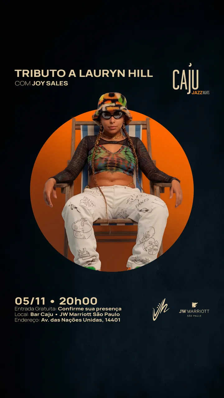 Cartaz do Tributo a Lauryn Hill com Joy Sales, 5 de novembro, 20h.