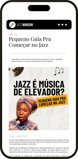 A newsletter JAM aberta no celular